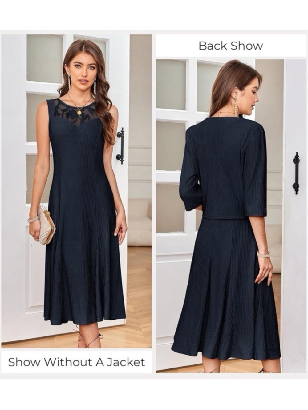 Grace Karin Navy Black Sequin Dress Jacket 2XL Plus 18/20 Formal Wedding Mother